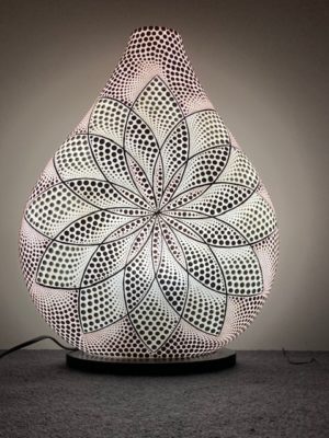 45 CM LAMPE FLEUR ROUGE