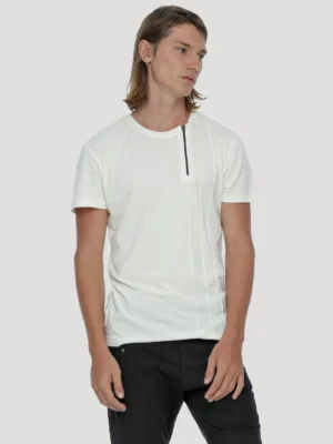 T-shirt homme casual blanc asymétrique coton bio