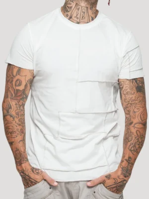 T-shirt Psylofashion casual couleur blanc bambou