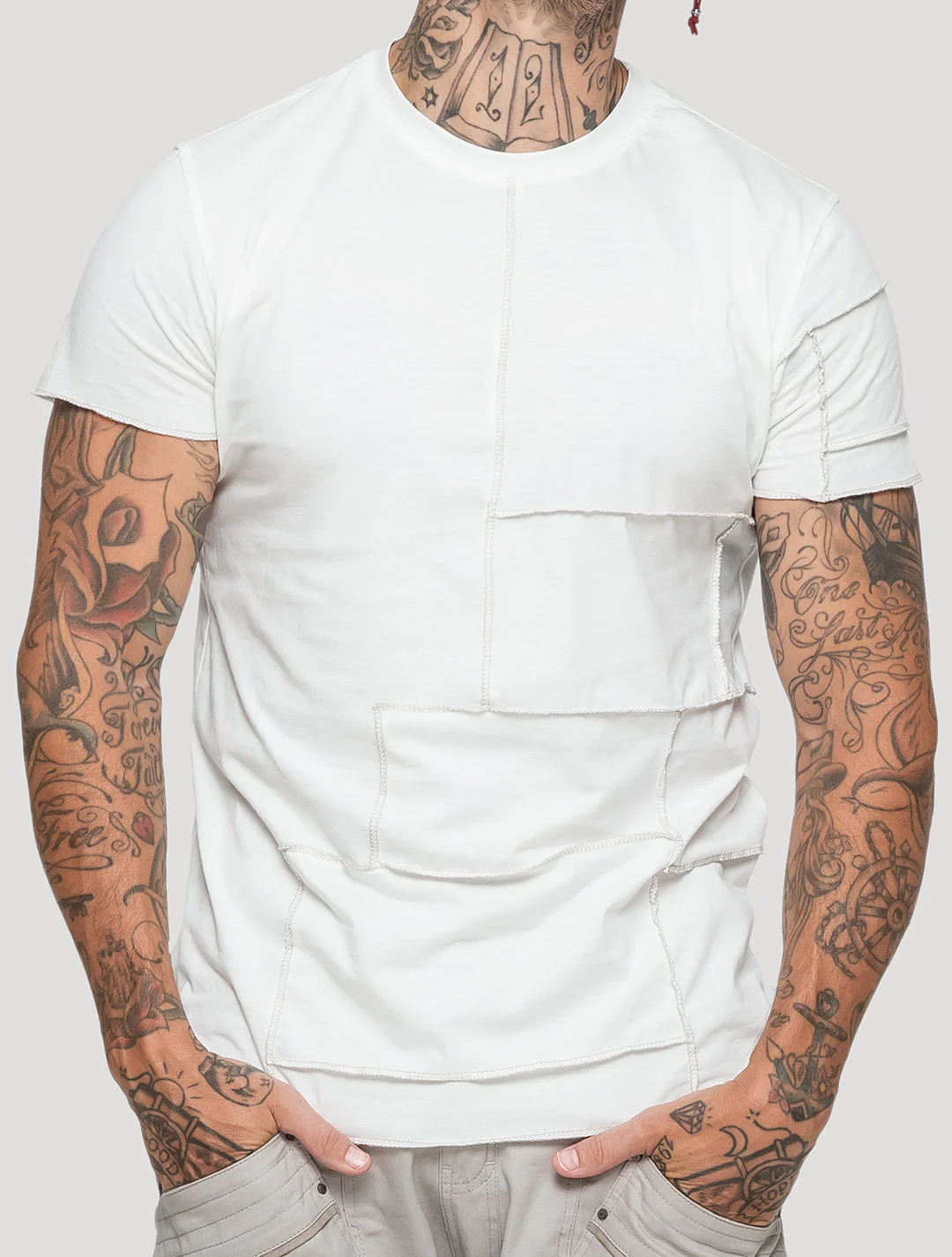 T-shirt Psylofashion casual couleur blanc bambou